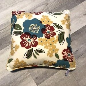 Modern Floral Feather Decorative Accent Pillow 18”x17”
